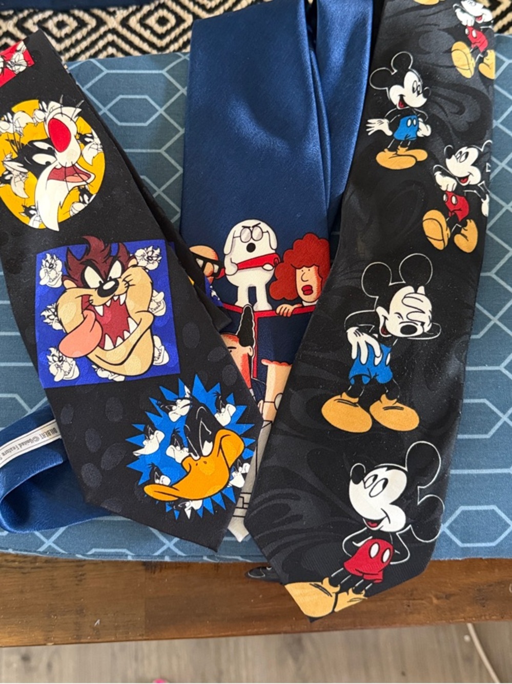 Disney Mickey Mouse Black Cartoon Print Silk Tie